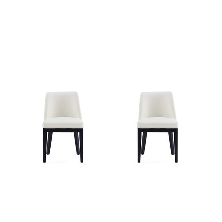 MANHATTAN COMFORT Gansevoort Faux Leather Dining Chair in Cream - Set of 2 DC051-CR